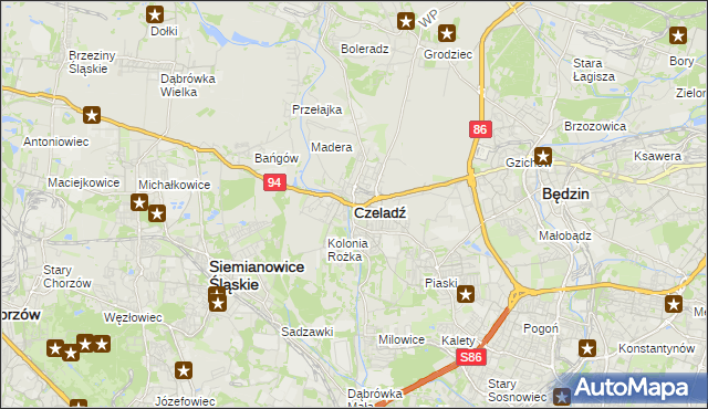 mapa Czeladź, Czeladź na mapie Targeo