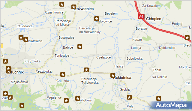 mapa Czelatyce, Czelatyce na mapie Targeo