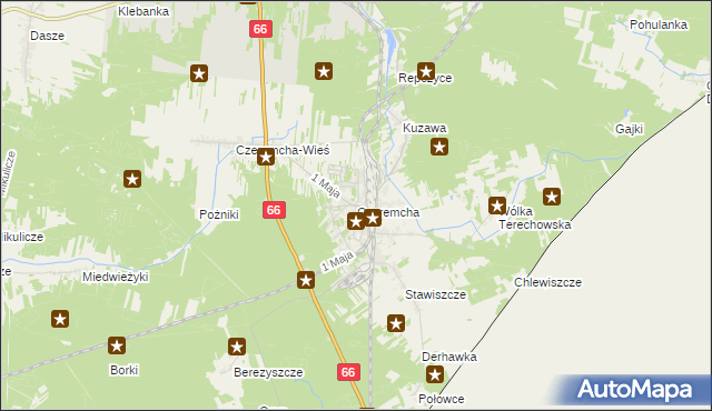 mapa Czeremcha powiat hajnowski, Czeremcha powiat hajnowski na mapie Targeo
