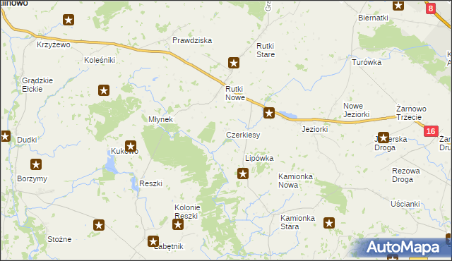 mapa Czerkiesy gmina Augustów, Czerkiesy gmina Augustów na mapie Targeo