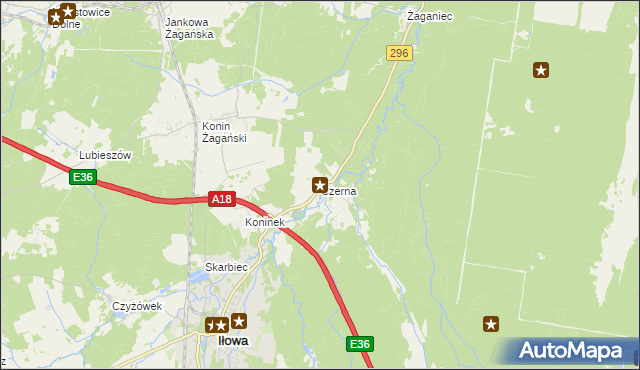 mapa Czerna gmina Iłowa, Czerna gmina Iłowa na mapie Targeo