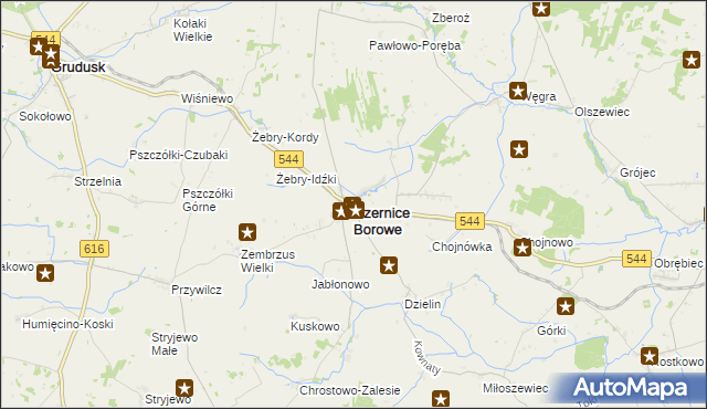 mapa Czernice Borowe, Czernice Borowe na mapie Targeo