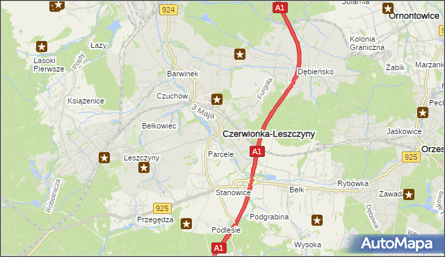 mapa Czerwionka-Leszczyny, Czerwionka-Leszczyny na mapie Targeo