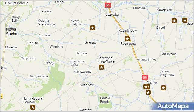 mapa Czerwona Niwa-Parcel, Czerwona Niwa-Parcel na mapie Targeo