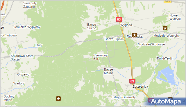 mapa Czerwony Bór gmina Zambrów, Czerwony Bór gmina Zambrów na mapie Targeo