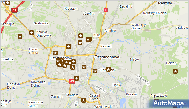 mapa Częstochowy, Częstochowa na mapie Targeo