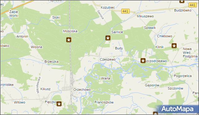 mapa Czeszewo gmina Miłosław, Czeszewo gmina Miłosław na mapie Targeo