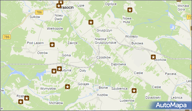 mapa Czostków gmina Krasocin, Czostków gmina Krasocin na mapie Targeo