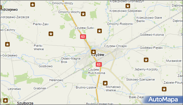 mapa Czyżew powiat wysokomazowiecki, Czyżew powiat wysokomazowiecki na mapie Targeo