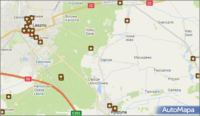 mapa Dąbcze, Dąbcze na mapie Targeo