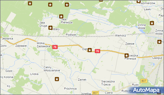 mapa Dąbie gmina Łuków, Dąbie gmina Łuków na mapie Targeo