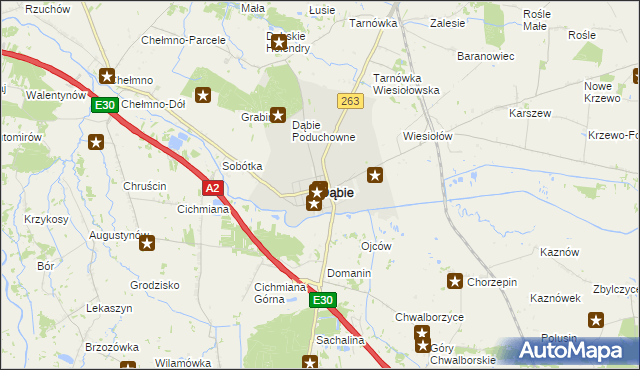 mapa Dąbie powiat kolski, Dąbie powiat kolski na mapie Targeo