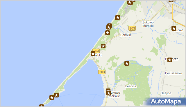 mapa Dąbki gmina Darłowo, Dąbki gmina Darłowo na mapie Targeo