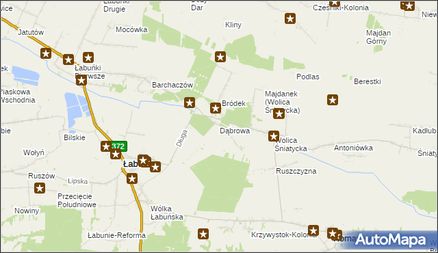 mapa Dąbrowa gmina Łabunie, Dąbrowa gmina Łabunie na mapie Targeo
