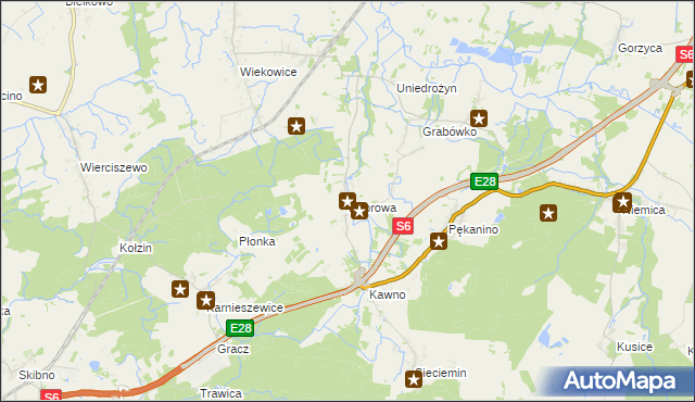 mapa Dąbrowa gmina Sianów, Dąbrowa gmina Sianów na mapie Targeo