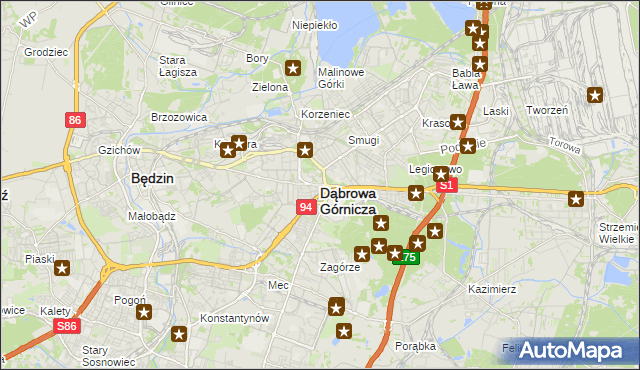 mapa Dąbrowa Górnicza, Dąbrowa Górnicza na mapie Targeo