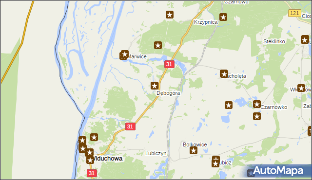 mapa Dębogóra gmina Widuchowa, Dębogóra gmina Widuchowa na mapie Targeo