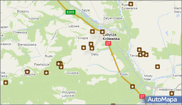 mapa Dęby gmina Lubycza Królewska, Dęby gmina Lubycza Królewska na mapie Targeo