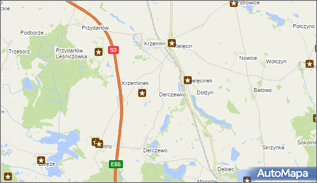 mapa Derczewko, Derczewko na mapie Targeo