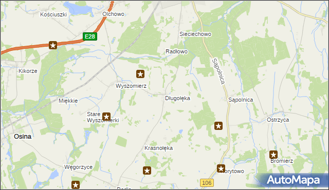 mapa Długołęka gmina Nowogard, Długołęka gmina Nowogard na mapie Targeo