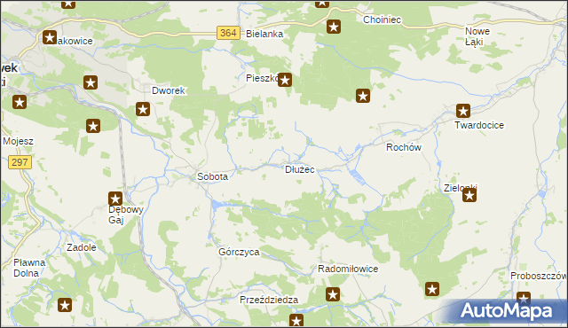 mapa Dłużec gmina Lwówek Śląski, Dłużec gmina Lwówek Śląski na mapie Targeo