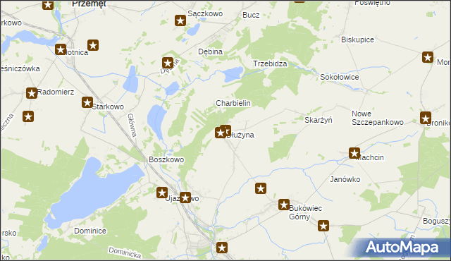 mapa Dłużyna gmina Włoszakowice, Dłużyna gmina Włoszakowice na mapie Targeo
