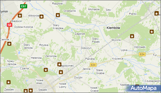 mapa Dobczyn gmina Klembów, Dobczyn gmina Klembów na mapie Targeo