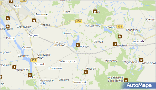 mapa Dobczyn gmina Śrem, Dobczyn gmina Śrem na mapie Targeo