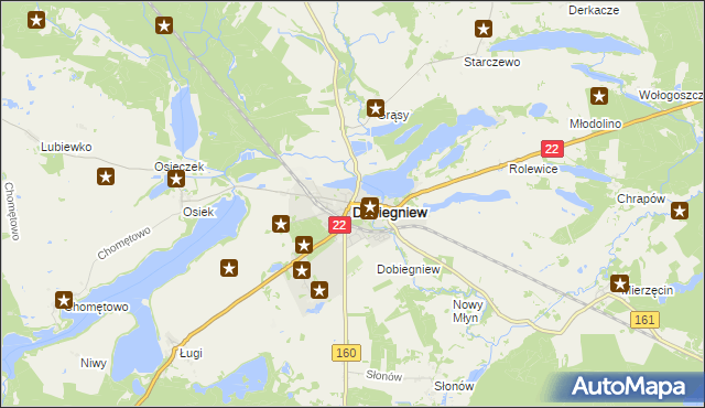 mapa Dobiegniew powiat strzelecko-drezdenecki, Dobiegniew powiat strzelecko-drezdenecki na mapie Targeo