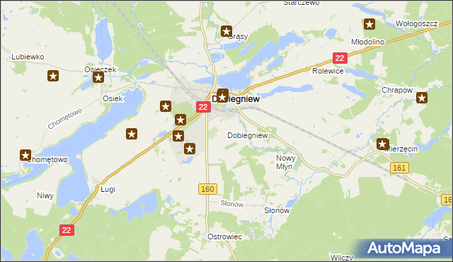 mapa Dobiegniew powiat strzelecko-drezdenecki, Dobiegniew powiat strzelecko-drezdenecki na mapie Targeo