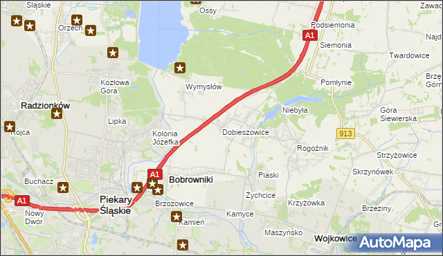 mapa Dobieszowice gmina Bobrowniki, Dobieszowice gmina Bobrowniki na mapie Targeo