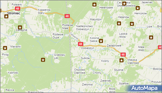 mapa Dobieszyn gmina Stromiec, Dobieszyn gmina Stromiec na mapie Targeo