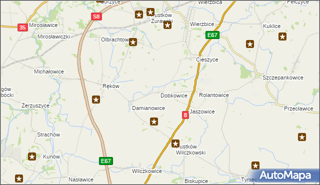 mapa Dobkowice gmina Kobierzyce, Dobkowice gmina Kobierzyce na mapie Targeo