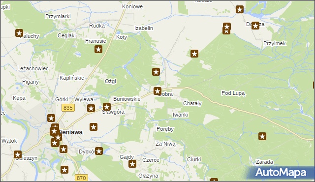 mapa Dobra gmina Sieniawa, Dobra gmina Sieniawa na mapie Targeo