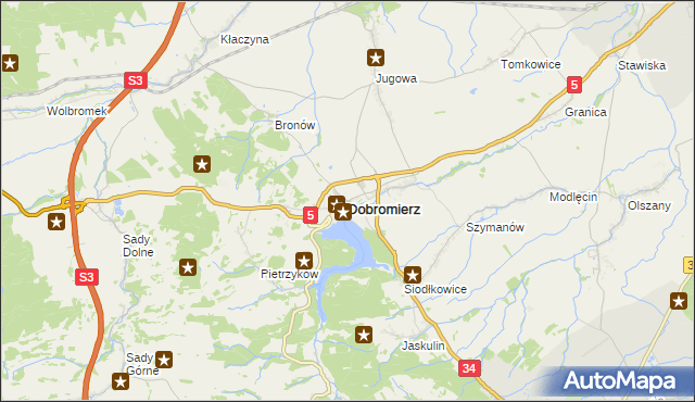 mapa Dobromierz powiat świdnicki, Dobromierz powiat świdnicki na mapie Targeo