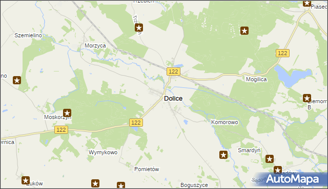 mapa Dolice powiat stargardzki, Dolice powiat stargardzki na mapie Targeo