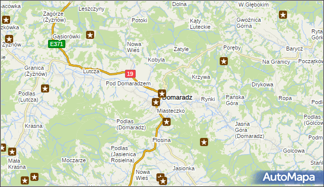 mapa Domaradz powiat brzozowski, Domaradz powiat brzozowski na mapie Targeo