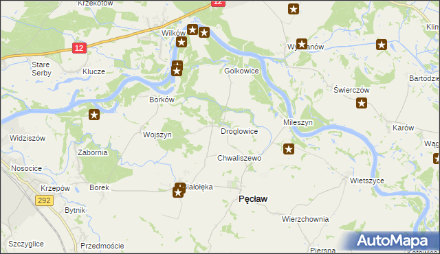 mapa Droglowice, Droglowice na mapie Targeo