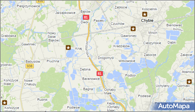 mapa Drogomyśl, Drogomyśl na mapie Targeo