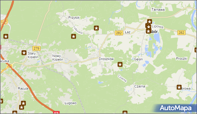 mapa Droszków gmina Zabór, Droszków gmina Zabór na mapie Targeo