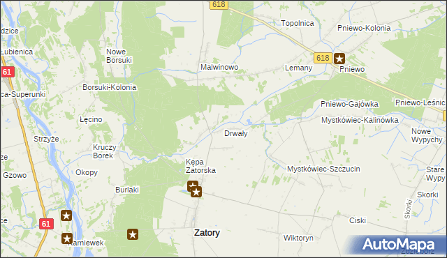 mapa Drwały gmina Zatory, Drwały gmina Zatory na mapie Targeo