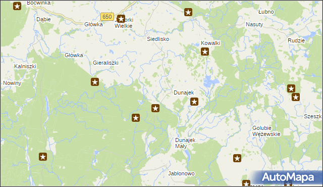 mapa Dunajek gmina Kowale Oleckie, Dunajek gmina Kowale Oleckie na mapie Targeo