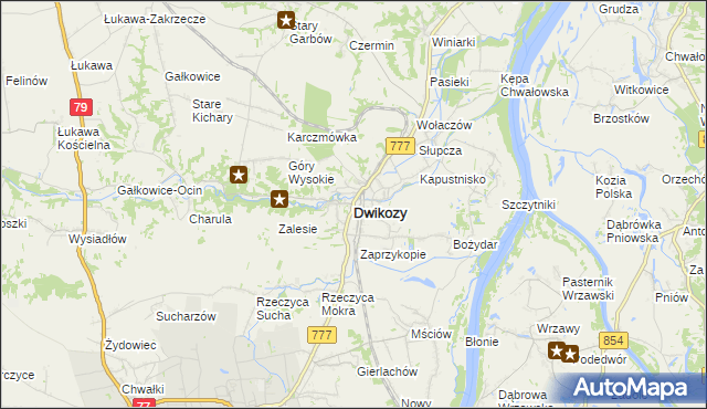 mapa Dwikozy, Dwikozy na mapie Targeo