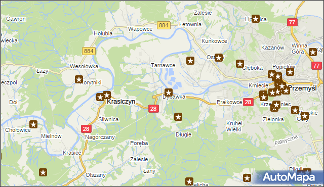 mapa Dybawka, Dybawka na mapie Targeo