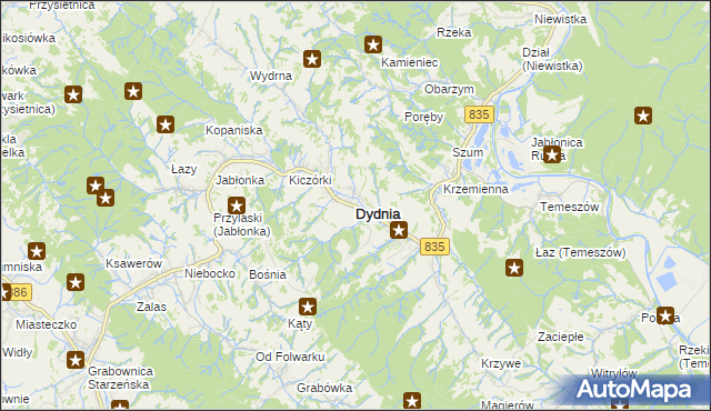 mapa Dydnia, Dydnia na mapie Targeo