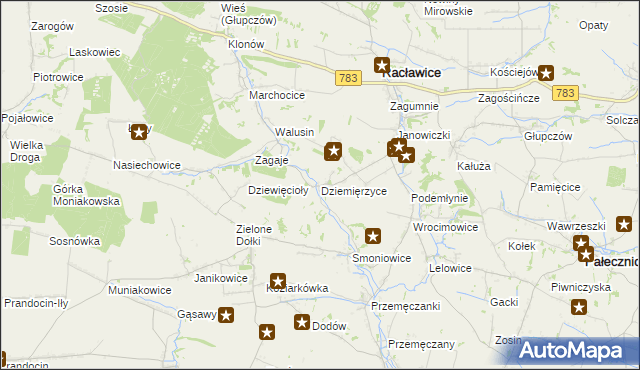 mapa Dziemięrzyce, Dziemięrzyce na mapie Targeo