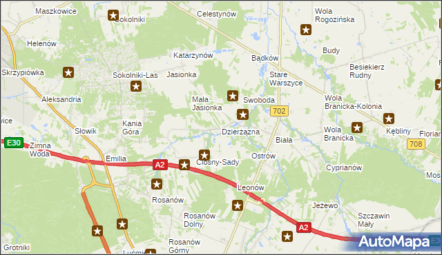 mapa Dzierżązna gmina Zgierz, Dzierżązna gmina Zgierz na mapie Targeo