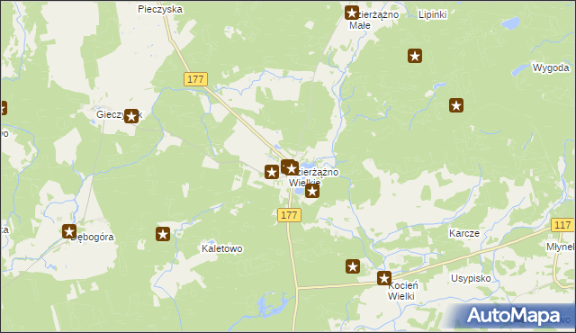 mapa Dzierżążno Wielkie, Dzierżążno Wielkie na mapie Targeo