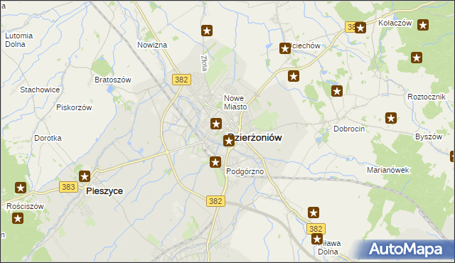 mapa Dzierżoniów, Dzierżoniów na mapie Targeo
