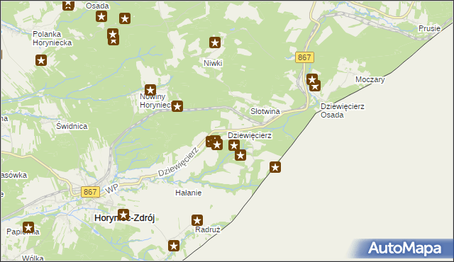 mapa Dziewięcierz, Dziewięcierz na mapie Targeo